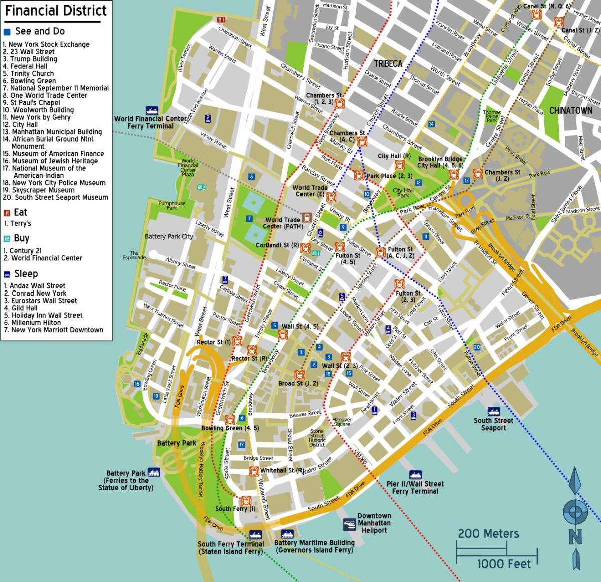 mapa downtown Manhattan ny