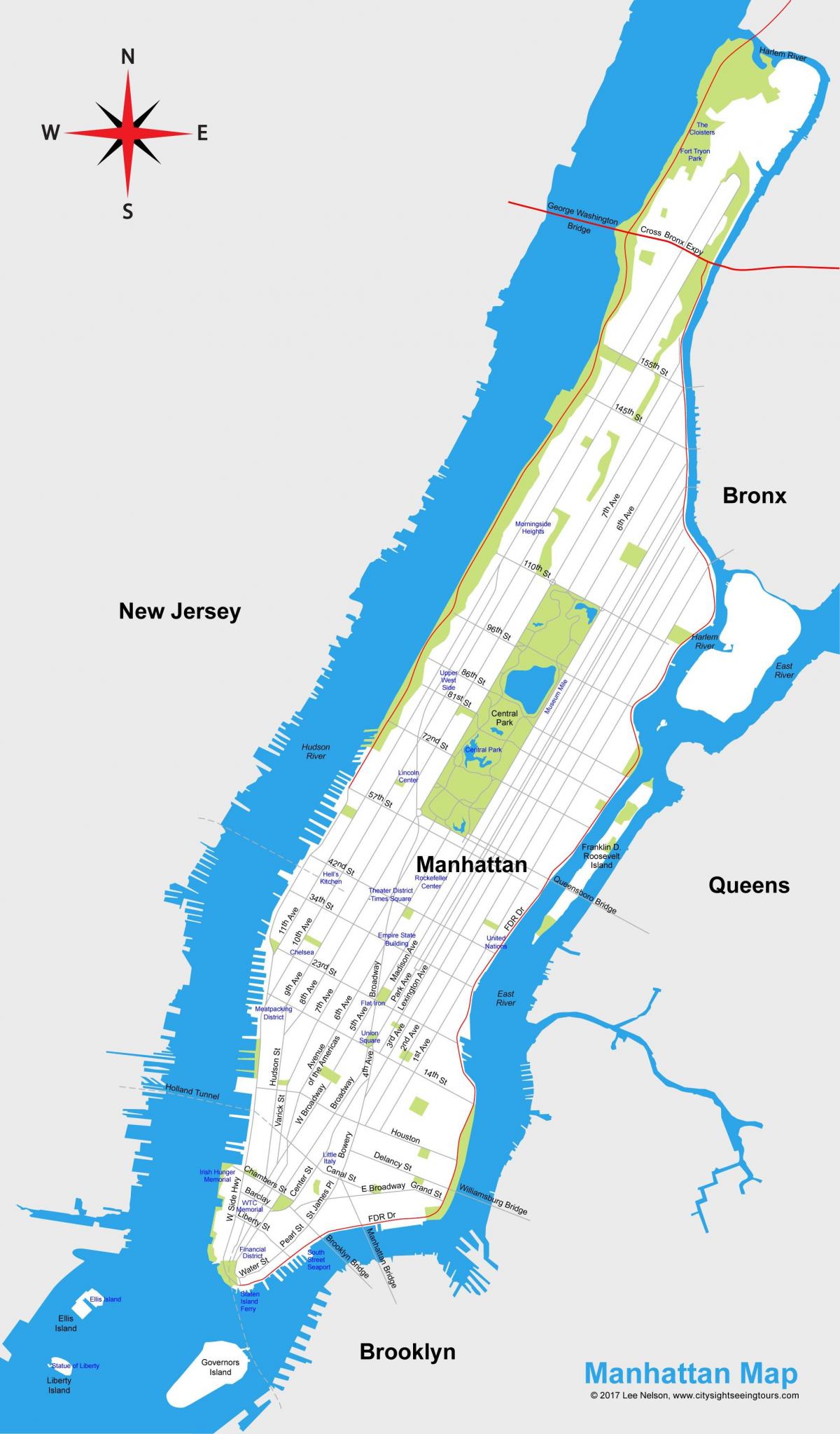 Manhattan hirian mapa printable