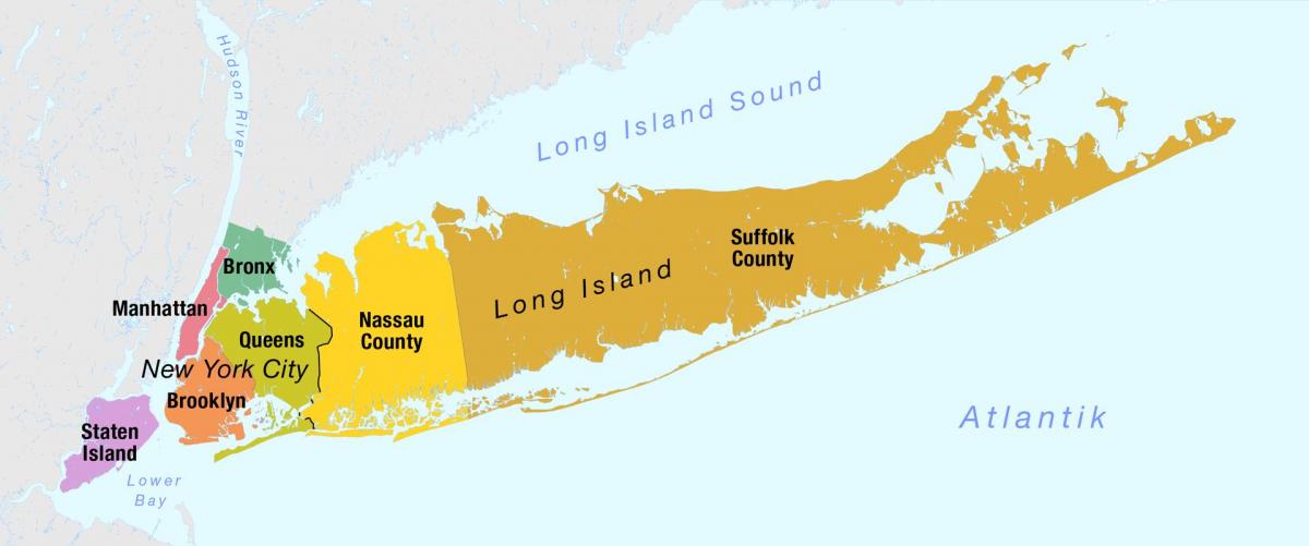 mapa New York Manhattan eta long island