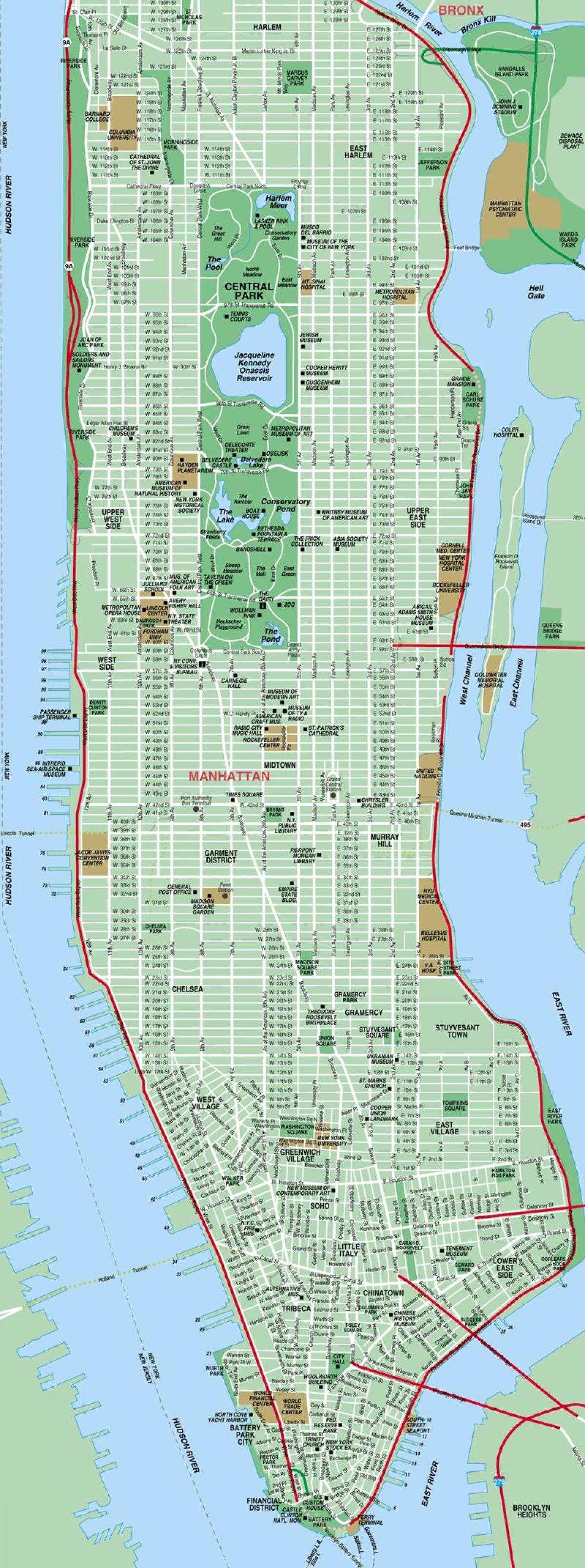 Manhattan street map xehetasun handiko