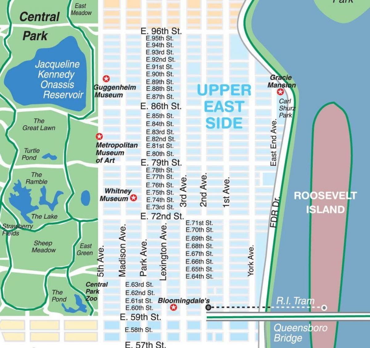 mapa upper east side Manhattan
