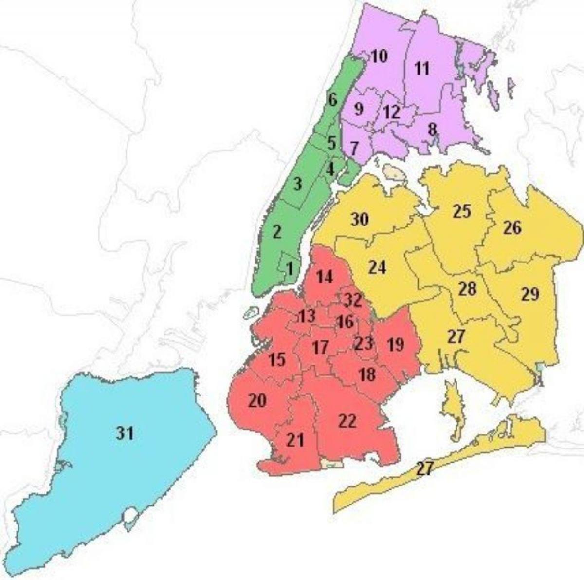 mapa Manhattan school auzoetan