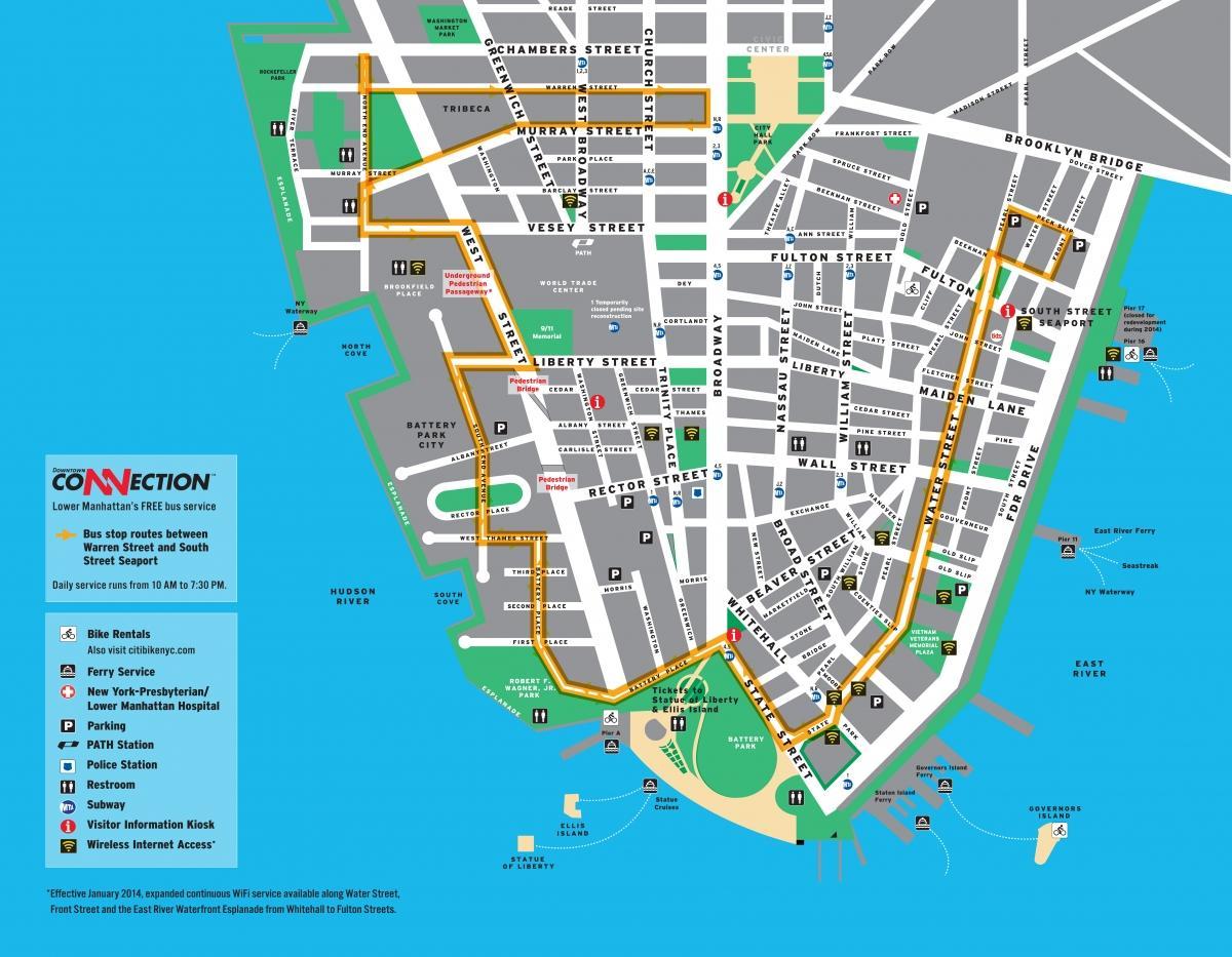 lower Manhattan walking tour mapa