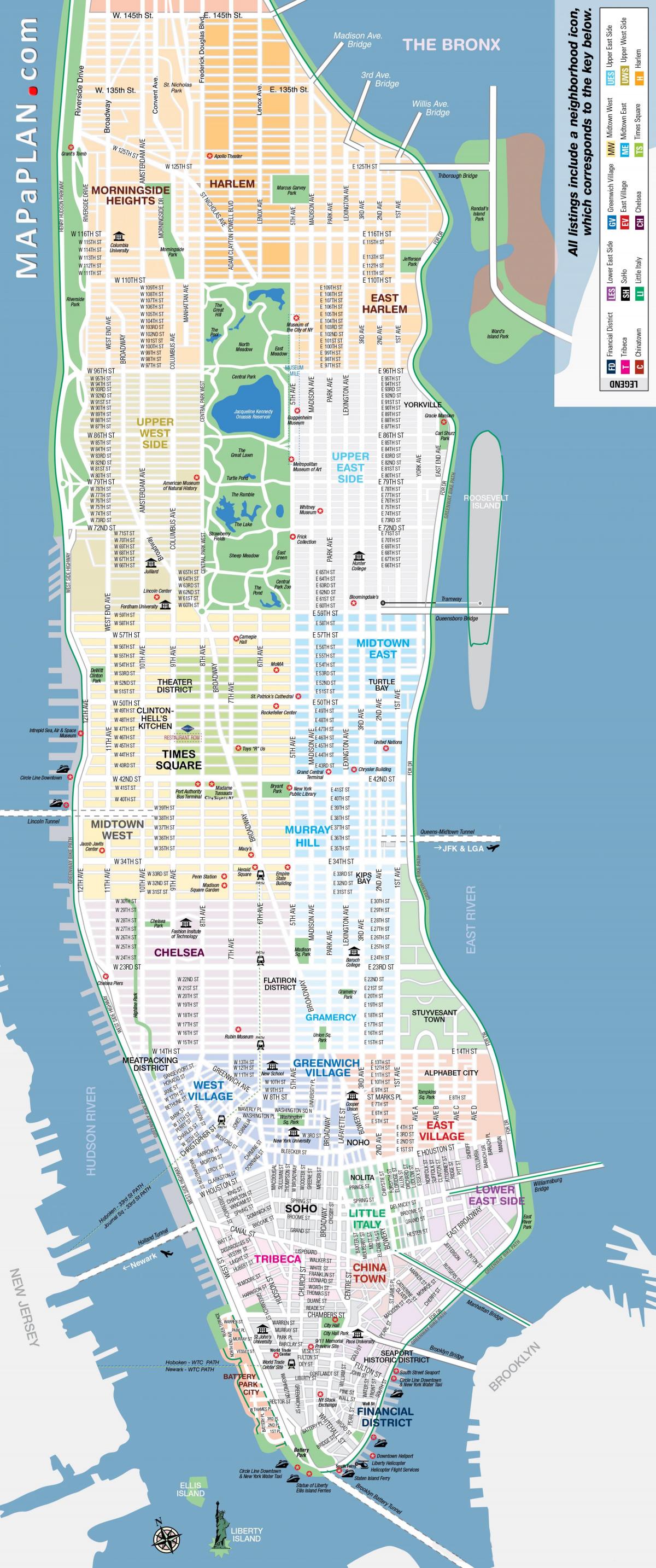 free printable mapa Manhattan NYC