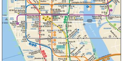 Mapa lower Manhattan metroa