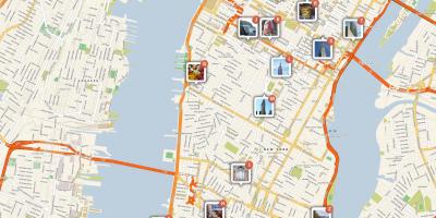 Mapa Manhattan erakutsiz turismo erakargarritasun